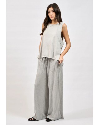 Γυναικεία γκρι φαρδιά παντελόνα - Collectiva Noir Ines Pants