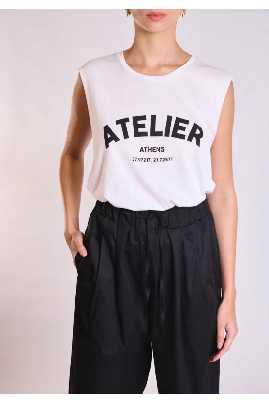 Γυναικεία λευκή αμάνικη μπλούζα - Collectiva Noir Atelier Top