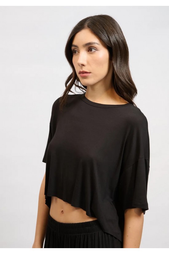Γυναικεία μαύρη cropped μπλούζα - Collectiva Noir Eva top