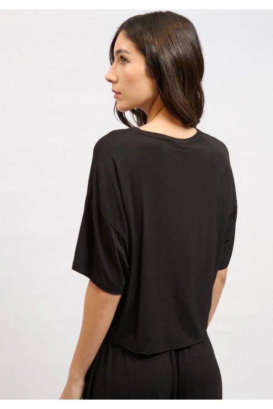 Γυναικεία μαύρη cropped μπλούζα - Collectiva Noir Eva top