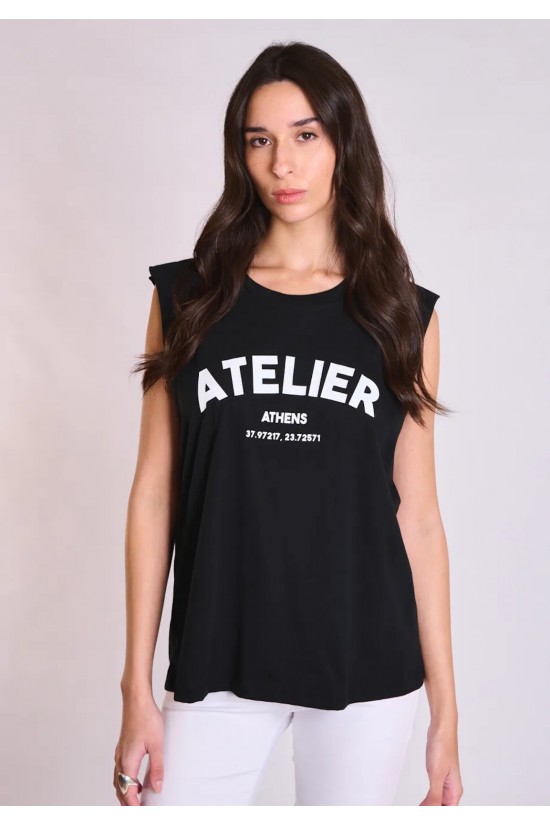 Γυναικεία μαύρη αμάνικη μπλούζα - Collectiva Noir Atelier Top