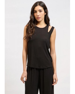 Γυναικεία μαύρη αμάνικη μπλούζα - Collectiva Noir Zinia Top