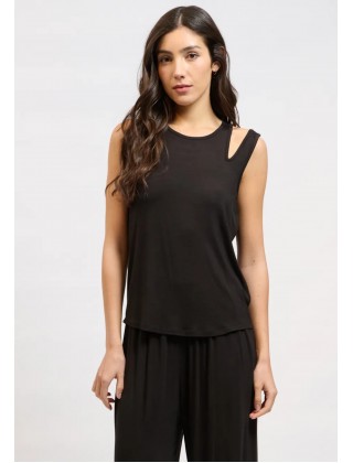 Γυναικεία μαύρη αμάνικη μπλούζα - Collectiva Noir Zinia Top