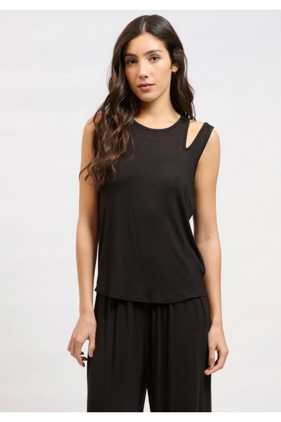 Γυναικεία μαύρη αμάνικη μπλούζα - Collectiva Noir Zinia Top
