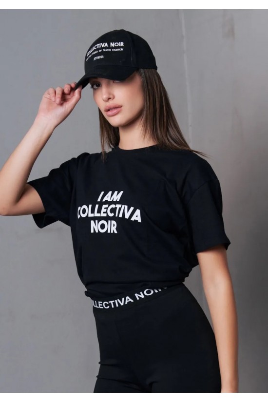 Γυναικεία μαύρη κοντομάνικη μπλούζα - Collectiva Noir I am tee