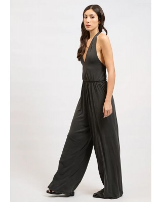 Γυναικεία μαύρη ολόσωμη φόρμα με ανοιχτή πλάτη - Collectiva Noir Fresia Jumpsuit