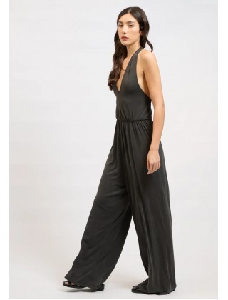 Γυναικεία μαύρη ολόσωμη φόρμα με ανοιχτή πλάτη - Collectiva Noir Fresia Jumpsuit