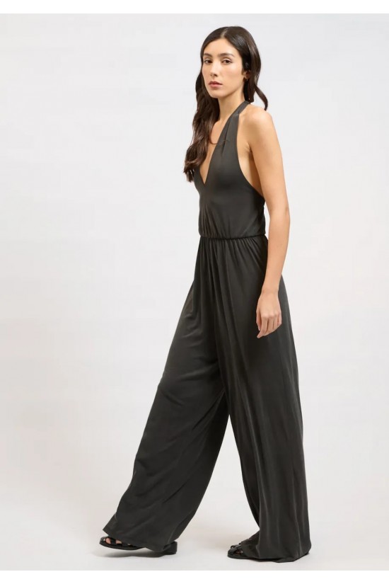 Γυναικεία μαύρη ολόσωμη φόρμα με ανοιχτή πλάτη - Collectiva Noir Fresia Jumpsuit