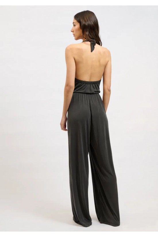 Γυναικεία μαύρη ολόσωμη φόρμα με ανοιχτή πλάτη - Collectiva Noir Fresia Jumpsuit