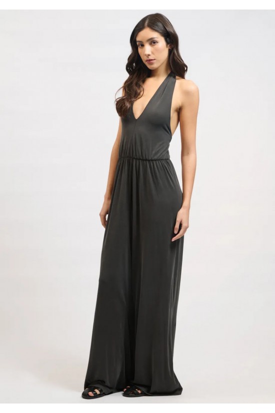 Γυναικεία μαύρη ολόσωμη φόρμα με ανοιχτή πλάτη - Collectiva Noir Fresia Jumpsuit