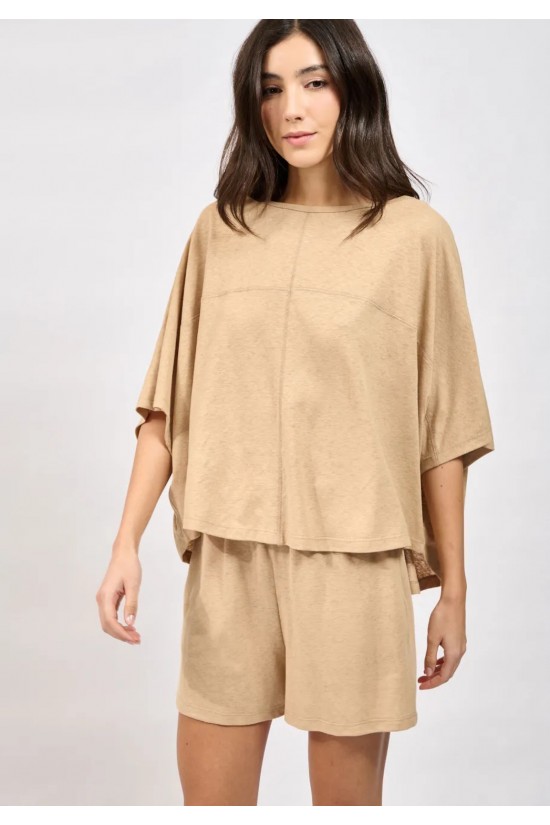 Γυναικεία μπεζ oversized μπλούζα - Collectiva Noir Elysian Top