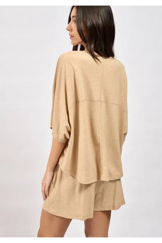 Γυναικεία μπεζ oversized μπλούζα - Collectiva Noir Elysian Top