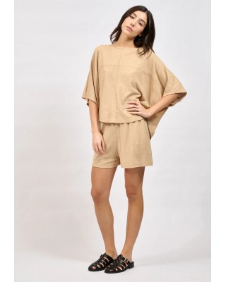 Γυναικεία μπεζ oversized μπλούζα - Collectiva Noir Elysian Top