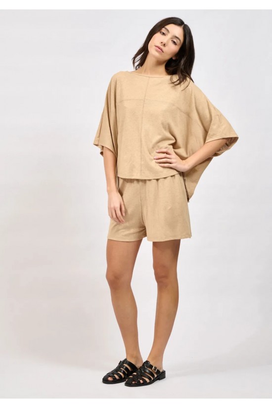 Γυναικεία μπεζ oversized μπλούζα - Collectiva Noir Elysian Top