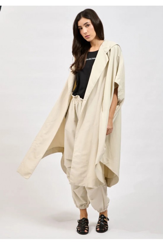 Γυναικεία μπεζ κοντομάνικη κάπα - Collectiva Noir Liora Cape