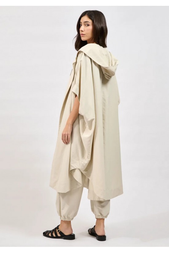 Γυναικεία μπεζ κοντομάνικη κάπα - Collectiva Noir Liora Cape