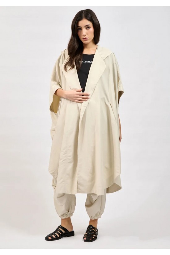 Γυναικεία μπεζ κοντομάνικη κάπα - Collectiva Noir Liora Cape