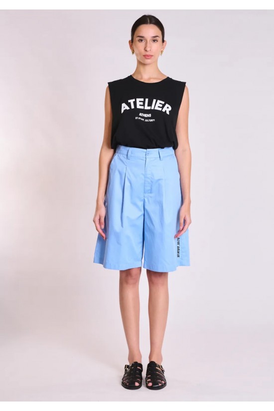 Γυναικεία μπλε ψηλόμεση βερμούδα - Collectiva Noir Alva Bermuda Γυναικεία μπλε ψηλόμεση βερμούδα - Collectiva Noir Alva Bermuda