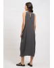 Γυναικείο γκρι αμάνικο φόρεμα με πλαϊνές τσέπες - Collectiva Noir Tarn Dress