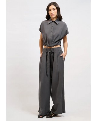 Γυναικείο γκρι φαρδύ παντελόνι - Collectiva Noir Fawn Pants