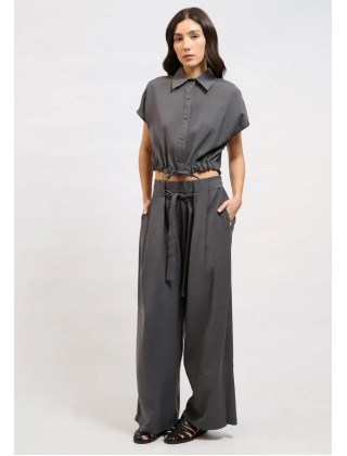 Γυναικείο γκρι φαρδύ παντελόνι - Collectiva Noir Fawn Pants