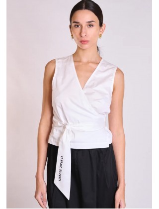 Γυναικεία λευκή κρουαζέ μπλούζα - Collectiva Noir Orris Top