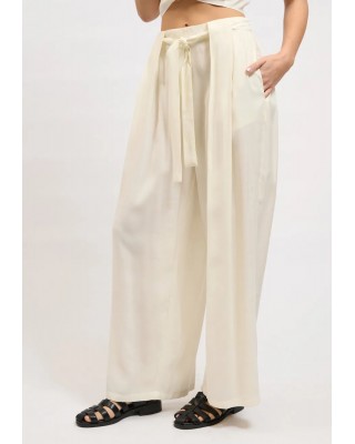 Γυναικείο λευκό φαρδύ παντελόνι - Collectiva Noir Fawn Pants