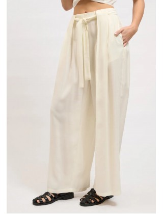 Γυναικείο λευκό φαρδύ παντελόνι - Collectiva Noir Fawn Pants