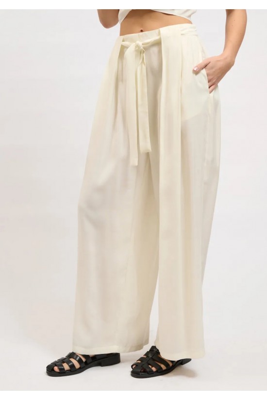 Γυναικείο λευκό φαρδύ παντελόνι - Collectiva Noir Fawn Pants