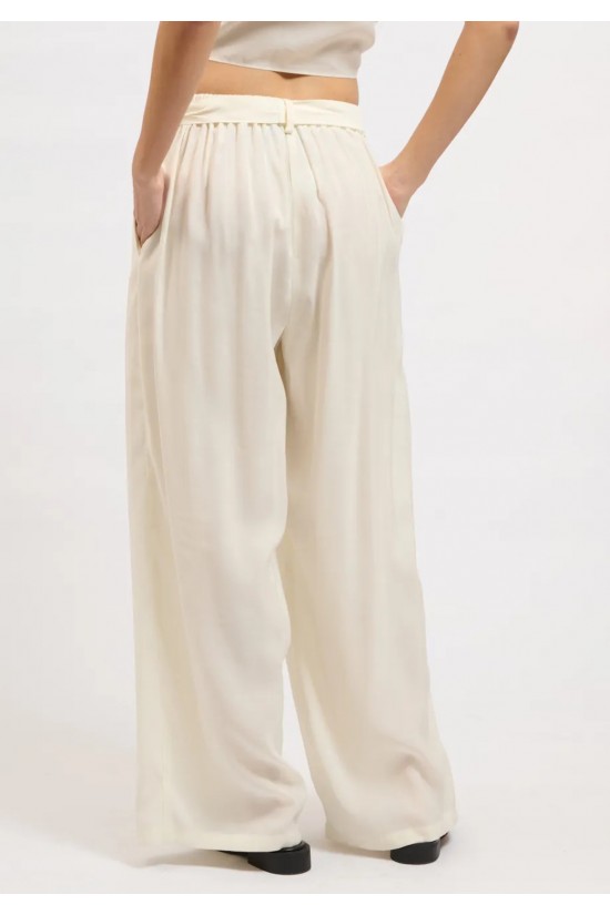 Γυναικείο λευκό φαρδύ παντελόνι - Collectiva Noir Fawn Pants