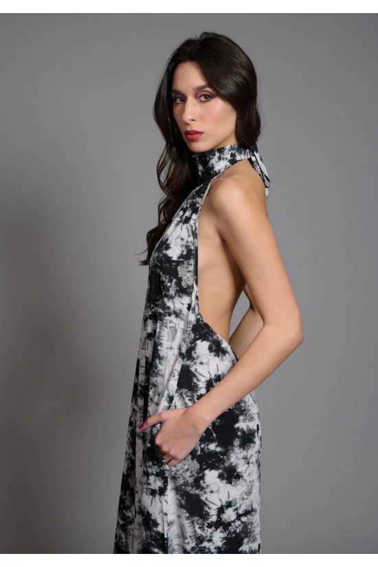 Γυναικείο μάξι halter φόρεμα - Collectiva Noir Stone Dress