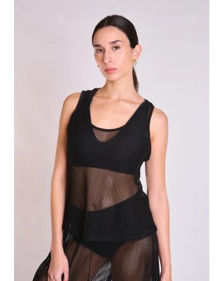 Γυναικείο μαύρο διχτυωτό τοπ - Collectiva Noir Ridge Top Γυναικείο μαύρο διχτυωτό τοπ - Collectiva Noir Ridge Top