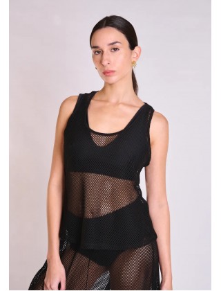 Γυναικείο μαύρο διχτυωτό τοπ - Collectiva Noir Ridge Top