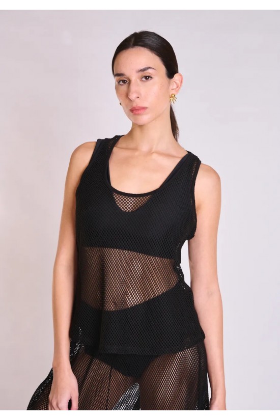 Γυναικείο μαύρο διχτυωτό τοπ - Collectiva Noir Ridge Top