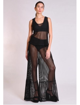 Γυναικείο μαύρο διχτυωτό τοπ - Collectiva Noir Ridge Top