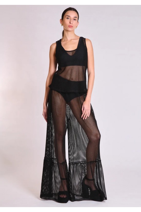 Γυναικείο μαύρο διχτυωτό τοπ - Collectiva Noir Ridge Top