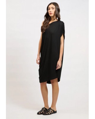 Γυναικείο μαύρο φόρεμα με έναν ώμο - Collectiva Noir Bamboo Dress