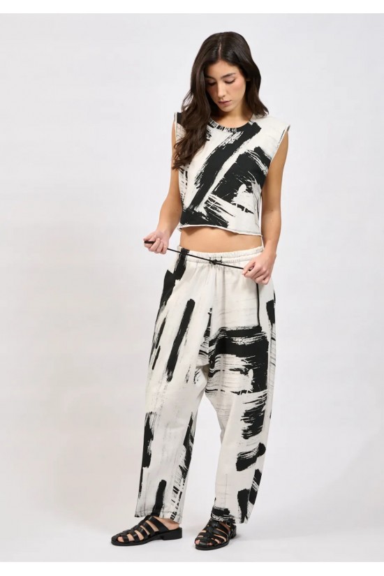 Γυναικείο παντελόνι με print - Collectiva Noir Wane Pants