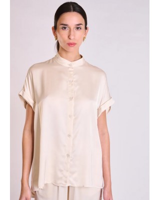 Γυναικείο σατέν κοντομάνικο πουκάμισο - Collectiva Noir Clover Shirt