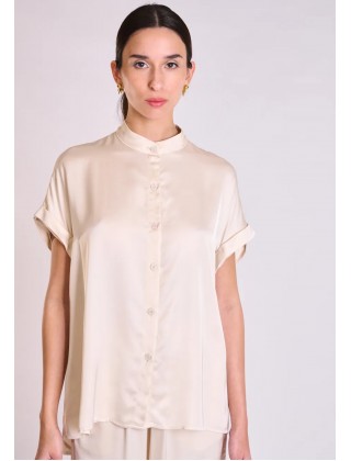 Γυναικείο σατέν κοντομάνικο πουκάμισο - Collectiva Noir Clover Shirt