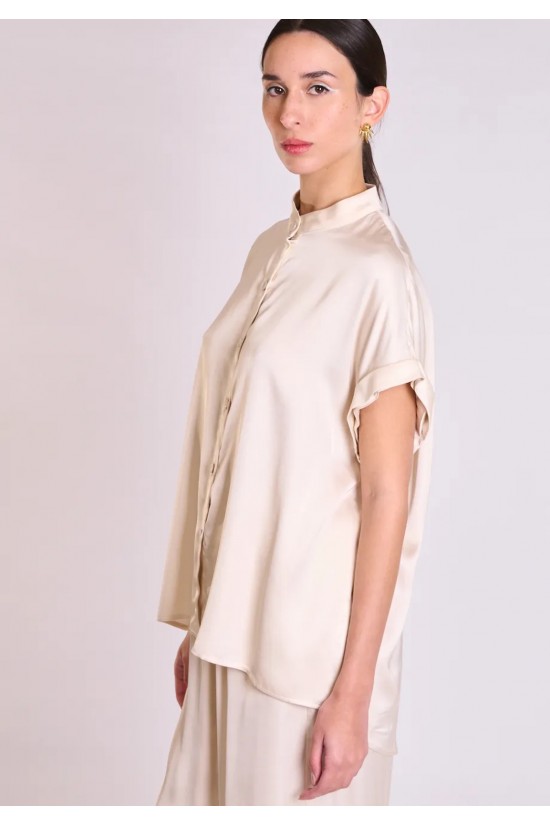 Γυναικείο σατέν κοντομάνικο πουκάμισο - Collectiva Noir Clover Shirt