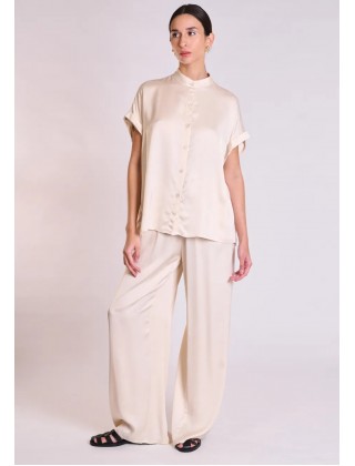 Γυναικείο σατέν κοντομάνικο πουκάμισο - Collectiva Noir Clover Shirt