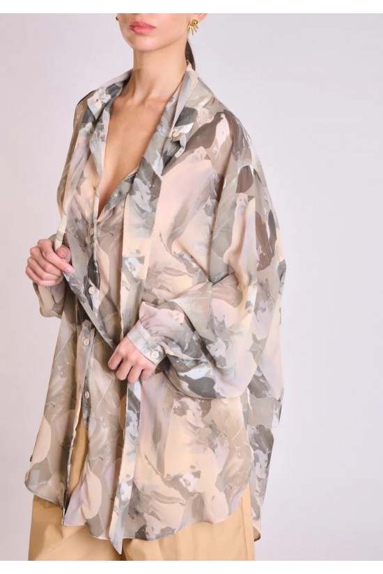 Γυναικείο πουκάμισο με oil paint print - Collectiva Noir Taria Shirt