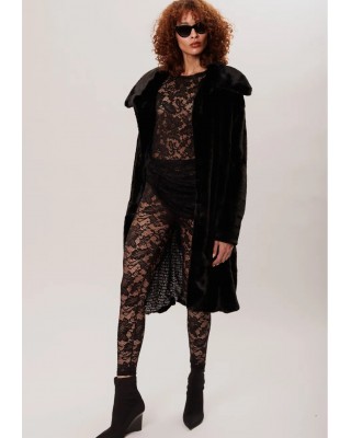 Γυναικεία μαύρη μάξι γούνα - Collectiva Noir Malin Faux Fur  Γυναικεία μαύρη μάξι γούνα - Collectiva Noir Malin Faux Fur