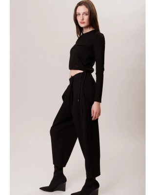 Γυναικείο μαύρο crop top - Collectiva Noir CND11WB24PNT Γυναικείο μαύρο crop top - Collectiva Noir CND11WB24PNT