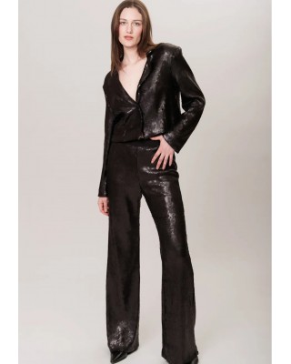 Γυναικείο κοντό μαύρο σακάκι με παγιέτα - Collectiva Noir Mace SQ Blazer  Γυναικείο κοντό μαύρο σακάκι με παγιέτα - Collectiva Noir Mace SQ Blazer