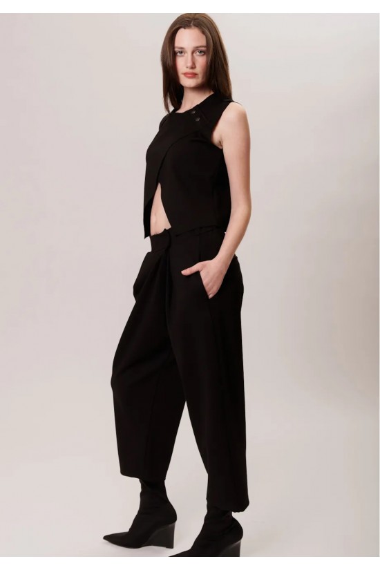 Γυναικείο μαύρο κρουαζέ παντελόνι - Kassandra Pants Collectiva Noir CND2WB24PNT Γυναικείο μαύρο κρουαζέ παντελόνι - Kassandra Pants Collectiva Noir CND2WB24PNT