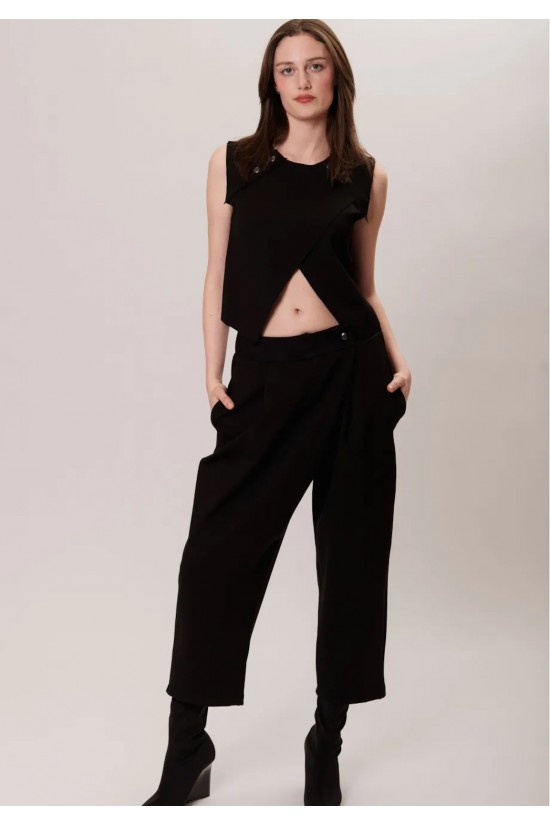Γυναικείο μαύρο κρουαζέ παντελόνι - Kassandra Pants Collectiva Noir CND2WB24PNT Γυναικείο μαύρο κρουαζέ παντελόνι - Kassandra Pants Collectiva Noir CND2WB24PNT