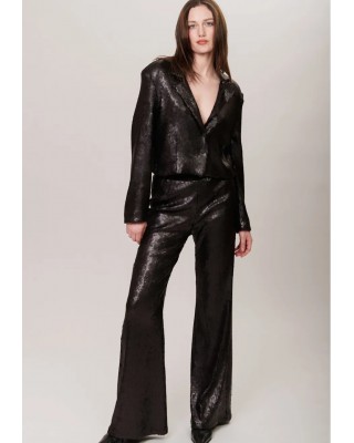 Γυναικείο μαύρο παντελόνι καμπάνα με παγιέτα - Collectiva Noir Abba Pants  Γυναικείο μαύρο παντελόνι καμπάνα με παγιέτα - Collectiva Noir Abba Pants