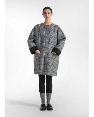 Γυναικείο μαύρο ζακάρ μάλλινο παλτό - Deha D12770 Γυναικείο μαύρο ζακάρ μάλλινο παλτό - Deha D12770